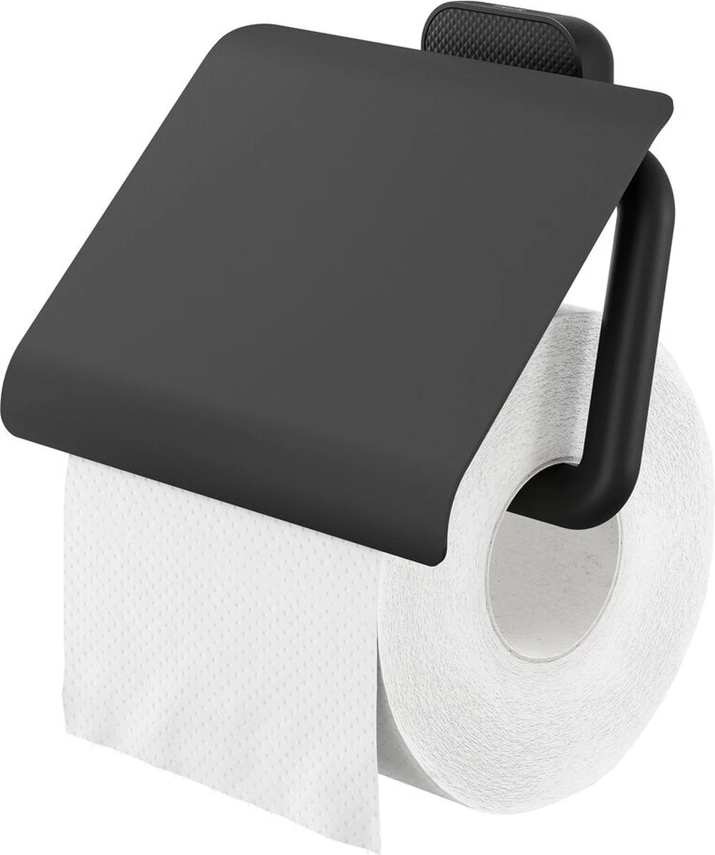 Tiger Carv - Toiletrolhouder Met Klep - Zwart 3 Tiger Carv - Toiletrolhouder Met Klep - Zwart