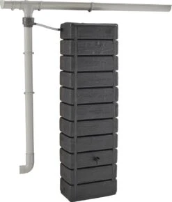 Regenton Muurtank, Grandval 300L, Antraciet Kunststof, Imitatiehout, Met Gootaansluitset Inbegrepen -Woonwinkel 1023x1200