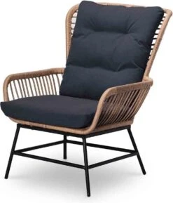 BUITEN Living Dex Wicker Loungestoel Tuin Incl. Wicker Voetenbank | Wicker + Aluminium | Bamboe Antraciet -Woonwinkel 1025x1200 1