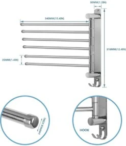 Handdokenrek Badkamer - Handdoekhouder RVS 180° Draaibare Badhanddoekhouder Met 6 Armen Zwenkarm Handdoekenrek Wandmontage Met Haken Badkamerhanddoekhouders Voor Badkamer, Keuken En Kledingkast - (WK 02123) 11 Handdokenrek Badkamer - Handdoekhouder RVS 180° Draaibare Badhanddoekhouder Met 6 Armen Zwenkarm Handdoekenrek Wandmontage Met Haken Badkamerhanddoekhouders Voor Badkamer, Keuken En Kledingkast - (WK 02123) -Woonwinkel 1034x1200 2