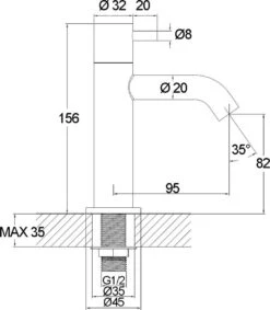 Merkloos Saqu Eurotrend Fonteinkraan - Hoog Model - Toiletkraan - Koudwaterkraan - Mat Zwart -Woonwinkel 1046x1200 1