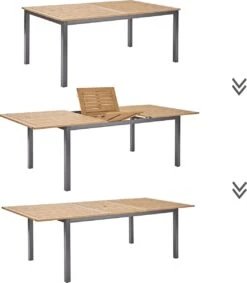 NATERIAL - Uitschuifbare Tuintafel ORIS - Uitschuifbare Tafel Voor 6 Tot 8 Personen - 180-240x100 Cm - Aluminium - Hout Eucalyptus -Woonwinkel 1049x1200