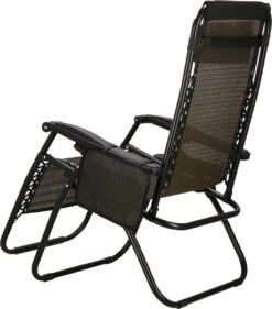 Springos Tuinstoel | Ligstoel | Opvouwbaar | Verstelbaar | Ergonomische Hoofdsteun | Bruin / Zwart -Woonwinkel 1055x1200