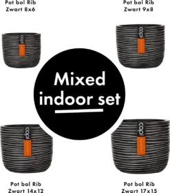 Capi Europe - Set Van 4 - Bloempot Binnen - Rib Antraciet -Woonwinkel 1058x1200