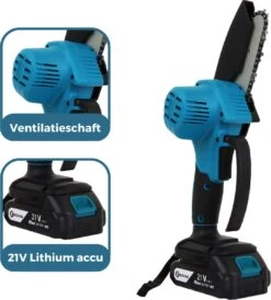 NovarGarden® Mini Kettingzaag NG1 - Met 2x Accu - Takkenzaag - Snoeizaag - Electrisch - Handzaag - Boomzaag - 21V -Woonwinkel 1080x1200