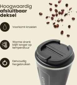 LaCardia Koffiebeker To Go Premium Zwart – Thermosbeker – Theebeker – 380ML – Herbruikbaar 13 LaCardia Koffiebeker To Go Premium Zwart – Thermosbeker – Theebeker – 380ML – Herbruikbaar -Woonwinkel 1081x1200 4