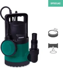 VONROC Dompelpomp/Waterpomp 300W - 6500l/h - Voor Schoon En Licht Vervuild Water - Met Vlotter -Woonwinkel 1123x1200 1