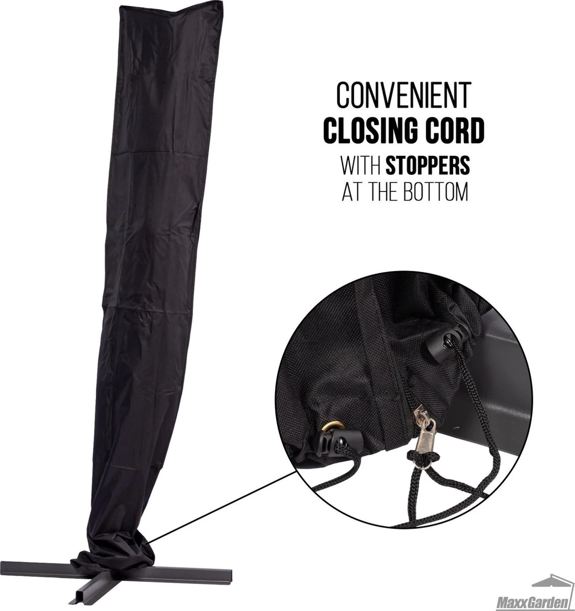 MaxxGarden Parasolhoes - Afdekhoes Voor Zweefparasol - Beschermhoes - 200-400 Cm - Met Rits En Trekkoord - Zwart 4 MaxxGarden Parasolhoes - Afdekhoes Voor Zweefparasol - Beschermhoes - 200-400 Cm - Met Rits En Trekkoord - Zwart - Afbeelding 2