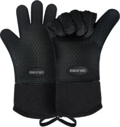 Sense Of Taste Ovenwanten - 2 Stuks - Ovenhandschoenen - Hittebestendig - 230°C - Siliconen - Zwart - Koken - Extra Lang