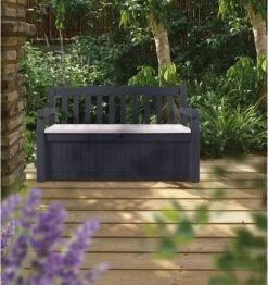 Keter Eden Garden Bench Opbergbank - 265L - 140x60x84cm - Zwart/Grijs -Woonwinkel 1132x1200 1