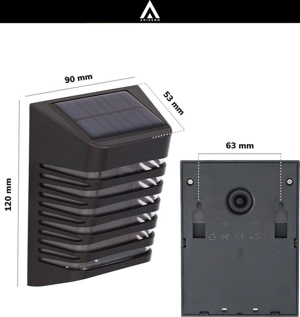 Arisenn® Crystal Solar Buitenlamp - IP65 Waterdicht - Prachtige Solar Technologie Monokristal Zonnepaneel Wandlamp - 3000K Warm Wit (sfeervol) - Tuinverlichting Op Zonne-energie | Schutting Wand Licht 10 Arisenn® Crystal Solar Buitenlamp - IP65 Waterdicht - Prachtige Solar Technologie Monokristal Zonnepaneel Wandlamp - 3000K Warm Wit (sfeervol) - Tuinverlichting Op Zonne-energie | Schutting Wand Licht - Afbeelding 8