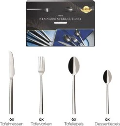 Nevana Bestekset - 24 Delig - 18/10 Edelstaal - Bestek - Lepels, Messen, Vorken -Woonwinkel 1137x1200 3