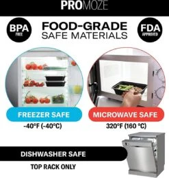 Buxibo - 50 Meal Prep Bakjes - Salade/Lunch Box - Diepvriesbakjes - Vershoudbakjes - Plastic Bakjes Met Deksel - Vershouddoos - Magnetron Vaatwasser Bestendig - 24 Oz/0.7 Liter Inhoud - Herbruikbaar - Kunststof - BPA Vrij - Zwart -Woonwinkel 1140x1200