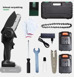 Mardin Mini Kettingzaag - Snoeizaag - Kettingzaag - Kettingzaag Electrisch Met 2 Accu - Inclusief Koffer - 1 Extra Accu - Zwart -Woonwinkel 1151x1200