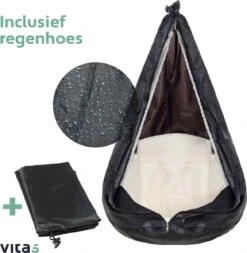 Vita5 Macramé Hangstoel - Voor Binnen En Buiten - Zonder Standaard - Incl. Kussen, Boekenvak En Beschermhoes - Tot 150kg - Beige -Woonwinkel 1171x1200