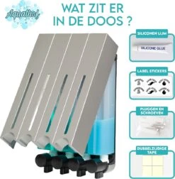 Aquathof, Zeepdispenser, RVS Kleur, 4 Kamer, 4 Reservoirs, 4x500ml, Hangend - Wandmontage -Woonwinkel 1174x1200 7