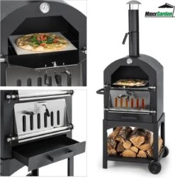 MaxxGarden Pizza Oven Buiten - Houtskool – Incl. Pizzasteen - 45x65x158cm -Woonwinkel 1175x1200 4