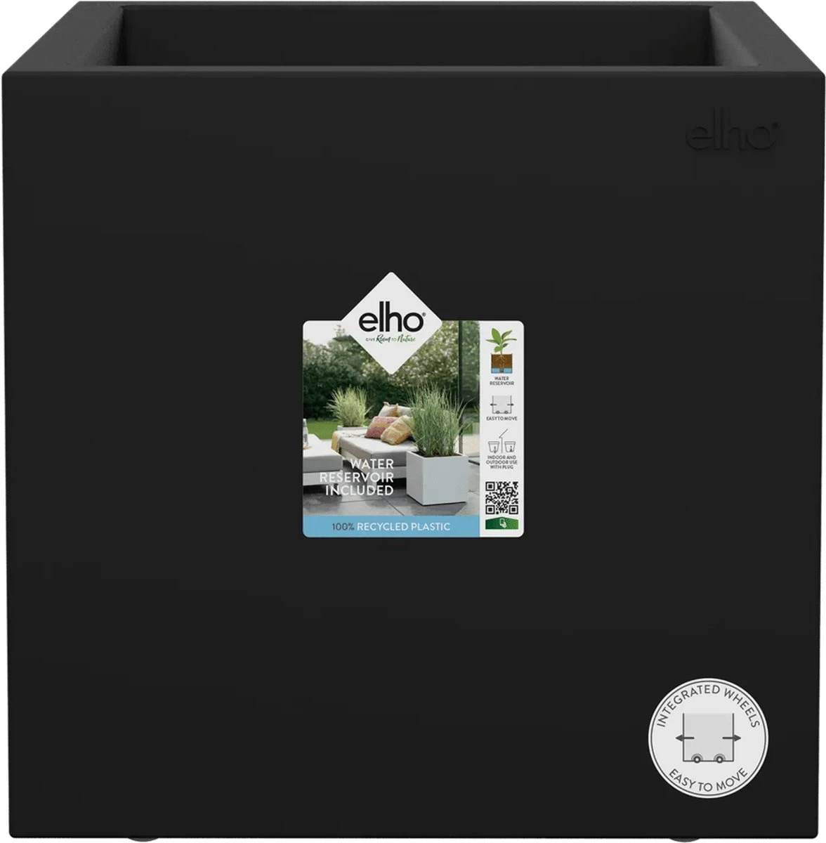 Elho Vivo Next Vierkant 40 - Plantenbak Voor Binnen & Buiten - Ø 39.0 X H 37.9 Cm - Zwart/Living Black 13 Elho Vivo Next Vierkant 40 - Plantenbak Voor Binnen & Buiten - Ø 39.0 X H 37.9 Cm - Zwart/Living Black - Afbeelding 11
