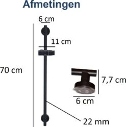 Moodcare® Glijstang - Douche Glijstang - 70 Cm - Mat Zwart - Zonder Boren -Woonwinkel 1189x1200 10