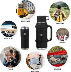 MacGyver RVS Thermoskan 1.5 Ltr – RVS Thermosbeker 0,55 Ltr - Langdurig Warm/koud - Zwart -Woonwinkel 1189x1200 7