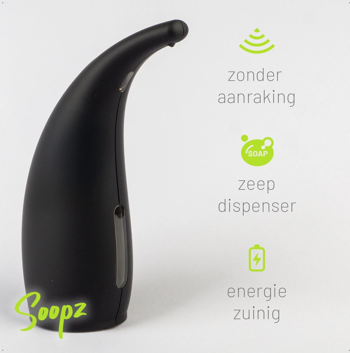 Soopz Black Graphite Classic - Automatische Zeepdispenser - No Touch Sensor - Mat Zwart - 300ml – Zeeppompje 9 Soopz Black Graphite Classic - Automatische Zeepdispenser - No Touch Sensor - Mat Zwart - 300ml – Zeeppompje - Afbeelding 7