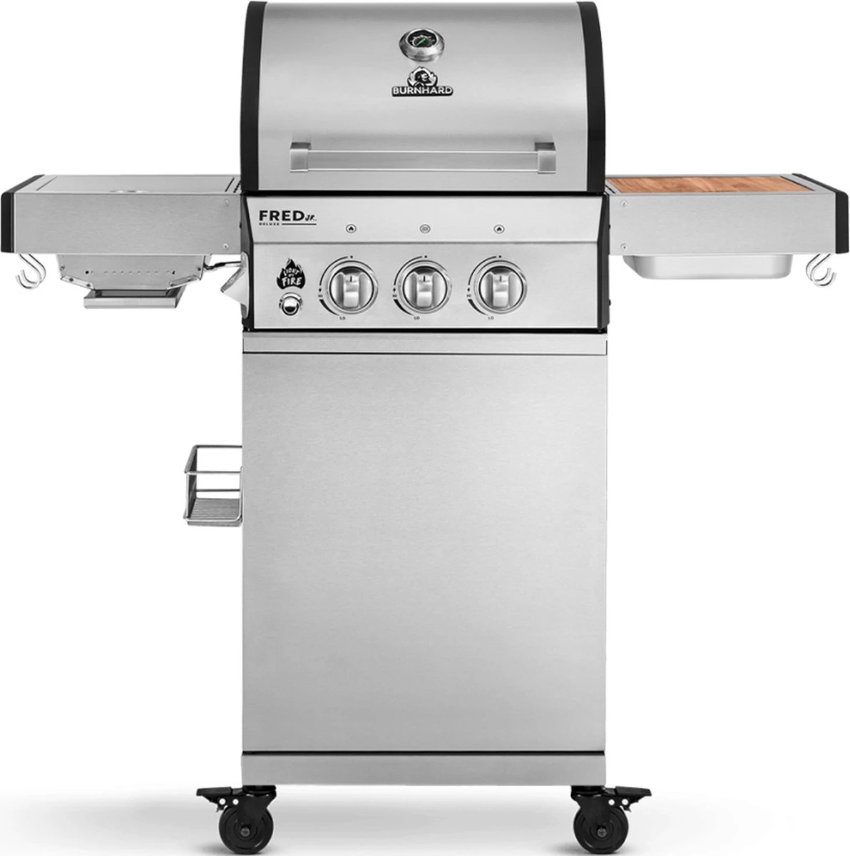 Burnhard Gas BBQ FRED JR. Deluxe - 2 Branders - Incl. Keramische Infraroodbrander & Afdekhoes - Deluxe 21 Burnhard Gas BBQ FRED JR. Deluxe - 2 Branders - Incl. Keramische Infraroodbrander & Afdekhoes - Deluxe - Afbeelding 19