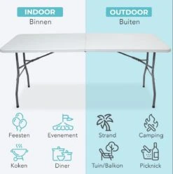LifeGoods Klaptafel - Inklapbaar - 70x180cm - Verstelbare Vouwtafel - Weerbestendig - Wit -Woonwinkel 1193x1200 1