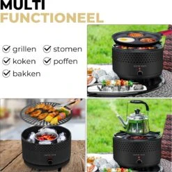 Ozocozy BBQ-ONE Houtskool Tafelbarbecue - Ø30 Cm- Zwart - Incl. Draagtas, Siliconen Bakkwast En RVS-Barbecuetang -Woonwinkel 1193x1200 4