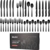 Deleca 6 Persoons Bestekset (36-delig) - Lepels, Messen, Vorken & Steakmessen - Vaatwasserbestendig - Zwart / RVS