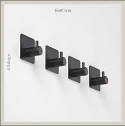 Merkloos Handdoekhaak 4 + 1 GRATIS Set Zonder Boren - RVS - Zwart - Vierkant Zelfklevend - Badjas - Theedoek Hanger Keuken Badkamer Handdoek Haakjes -Woonwinkel 1194x1200 9