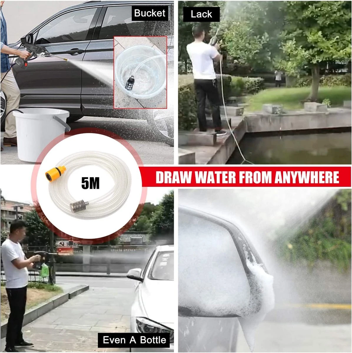 BOTC Universal Hogedrukreiniger - Draagbaar - Auto Wasmachine - Hogedrukreiniger 6 BOTC Universal Hogedrukreiniger - Draagbaar - Auto Wasmachine - Hogedrukreiniger - Afbeelding 4