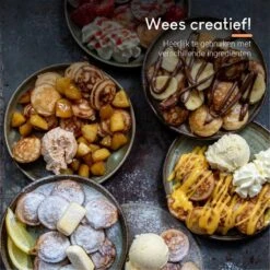 Ocina Poffertjespan – Combo Pack – 19 Poffertjes – Poffertjesmaker – Poffertjespan Inductie – Poffertjespan Electrisch – Gietijzeren Pan - Inclusief Doseerfles, Handvaten, 6x Poffertjesvorken En Invetkwast – Gratis Receptenboek -Woonwinkel 1198x1200 34