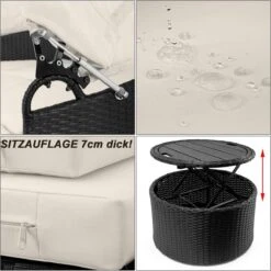 Casaria Polyrattan Zonne-Eiland Ø185cm – Incl. Kussens - Zwart Crème -Woonwinkel 1198x1200 4