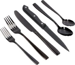 Deleca 6 Persoons Bestekset (36-delig) - Lepels, Messen, Vorken & Steakmessen - Vaatwasserbestendig - Zwart / RVS -Woonwinkel 1200x1036 9