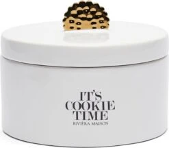 Riviera Maison Voorraadpot Met Deksel, Koekjestrommel - It's Cookie Time Storage Jar - Wit - Porselein