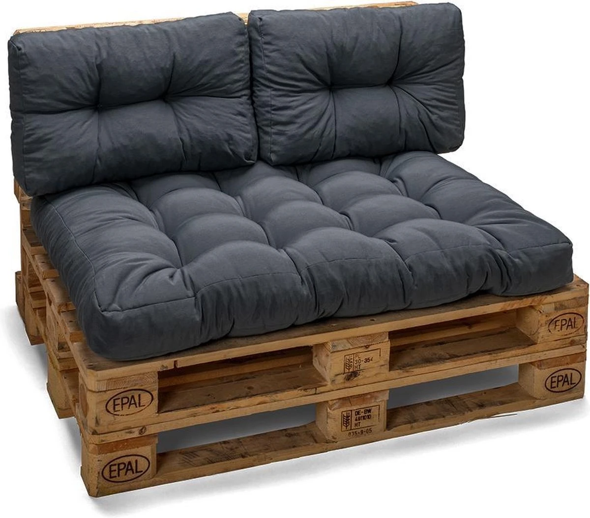 Palletkussen Basic Comfort Rugdeel Halve Pallet Lengte Grijs 60x40x10/20cm 4 Palletkussen Basic Comfort Rugdeel Halve Pallet Lengte Grijs 60x40x10/20cm - Afbeelding 2