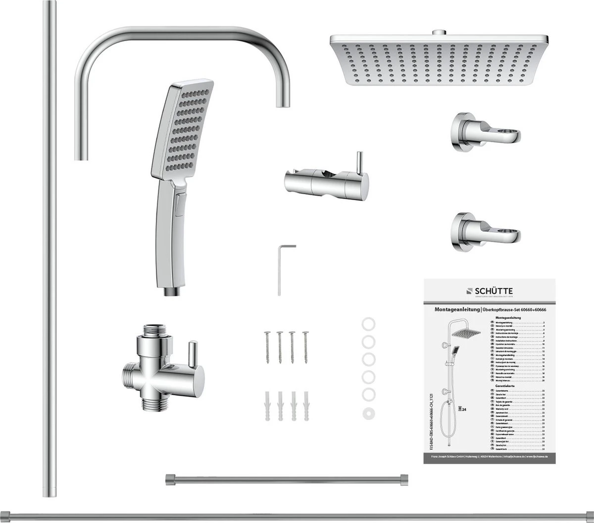 SCHÜTTE Mallorca Douchesysteem - Regendouche - 95 Cm Stang - Wandhouder In Hoogte Verstelbaar - Chroom 10 SCHÜTTE Mallorca Douchesysteem - Regendouche - 95 Cm Stang - Wandhouder In Hoogte Verstelbaar - Chroom - Afbeelding 8