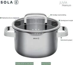 Sola Pannenset Juvia - 4 Delig - Ø 16,16,18,20 Cm - Zilver - RVS - Sandwichbodem -Woonwinkel 1200x1069
