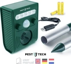Pest-Tech PT-221 | Ultrasone Kattenverjager Op Zonneenergie | Kattenschrik | Marterverjager | Dierenverjager | Kattenafweermiddel | Ongedierte Verjager - Met USB Oplaadkabel -Woonwinkel 1200x1089 3