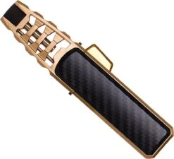 Merkloos Turbo Jetflame Aansteker - Gasbrander - Vuurwerk Torch - Crème Brûlée Brander - BBQ En Sigaren Aansteker - Windproof - Carbon Met Goudkleurige Metalen Behuizing -Woonwinkel 1200x1094 3