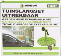 Benson - Tuinslang - Fexibel - 10 Meter - Tuinslang Met Koppeling - Spuitpistool - Groen -Woonwinkel 1200x1105
