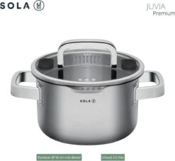 Sola Pannenset Juvia - 4 Delig - Ø 16,16,18,20 Cm - Zilver - RVS - Sandwichbodem -Woonwinkel 1200x1110 3