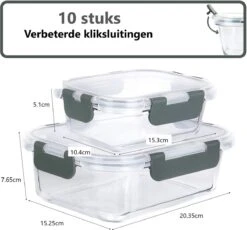 VMCA Glazen Vershoudbakjes Voor Vriezer Oven En Magnetron - 10 Bakjes - Grijs -Woonwinkel 1200x1117