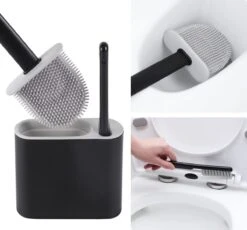Lopoleis WC Borstel – Toiletborstel – Gesloten Bodem – WC Borstel Met Randreiniger – Siliconen – Zwart – WC Borstel Met Houder – Vrijstaand – Hangend – WC Borstel En Houder -Woonwinkel 1200x1117 6