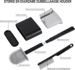 Lopoleis WC Borstel – Toiletborstel – Gesloten Bodem – WC Borstel Met Randreiniger – Siliconen – Zwart – WC Borstel Met Houder – Vrijstaand – Hangend – WC Borstel En Houder -Woonwinkel 1200x1126 5