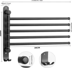 BOTC Handdoekrek - 5-armig Handdoekhouder - Handdoekstang - 180 Graden Verstelbaar - Badkamer - Zwart -Woonwinkel 1200x1131 7
