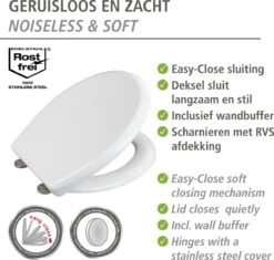 WENKO WC Bril Gubbio - Antibacterieel Wit Duroplast - Easy-Close Sluiting - Fix-Clip Bevestiging In RVS - Belastbaar Tot 350 Kg - Toiletbril - Toiletzitting -Woonwinkel 1200x1144 6