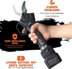 Reichlër® Elektrische Snoeischaar - 40 Mm Snijdiameter - 2x Accu - Anti-cut Functie - Heggenschaar - Takkenschaar - Zwart 12 Reichlër® Elektrische Snoeischaar - 40 Mm Snijdiameter - 2x Accu - Anti-cut Functie - Heggenschaar - Takkenschaar - Zwart -Woonwinkel 1200x1145