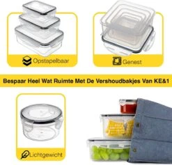 KE&1 Vershoudbakjes - Meal Prep Bakjes - Lunchbox - Diepvriesbakjes - Plastic Bakjes - Keuken - Keukenkast - Bakken -Woonwinkel 1200x1153