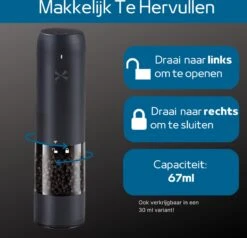 GOV Elektrische Peper- En Zoutmolen Zwart XL Set Oplaadbaar - Pepermolen - Peper En Zoutstel 8 GOV Elektrische Peper- En Zoutmolen Zwart XL Set Oplaadbaar - Pepermolen - Peper En Zoutstel -Woonwinkel 1200x1156 7